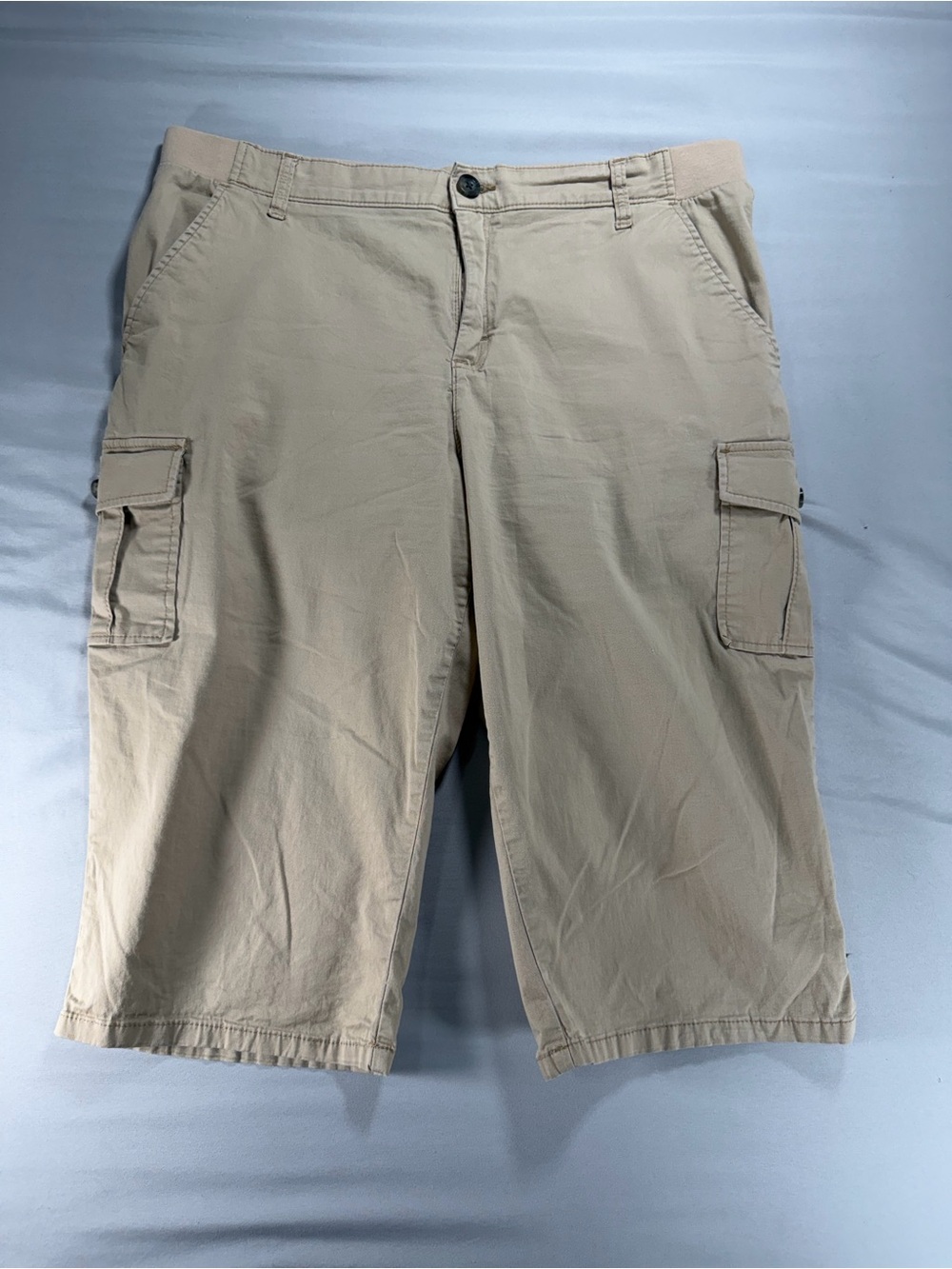 Lee 16 Medium Khaki Cargo Shorts Capris Tan Casual Stretch Pockets #1057